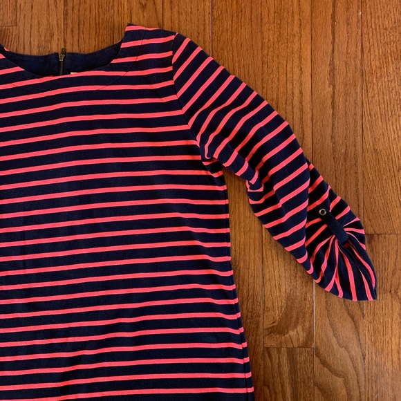 Blue and Hot Pink Stripe Boat Neck Dress - Picture 2 of 4